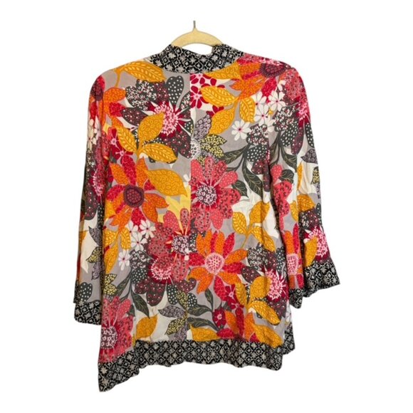 Habitat Blouse Women's Size XS Cardigan Open Front Abstract Oversized Floral - Picture 2 of 4